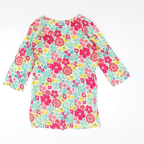 Seasalt Womens Multicoloured Floral Cotton Tunic Blouse Size 8 V-Neck