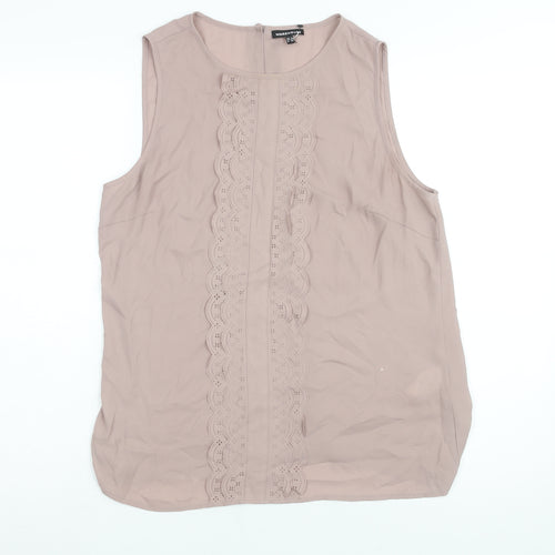 Warehouse Womens Purple Polyester Camisole Blouse Size 14 Round Neck - Frill Detail