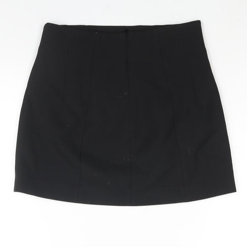 Zara Womens Black Polyester Mini Skirt Size S Zip