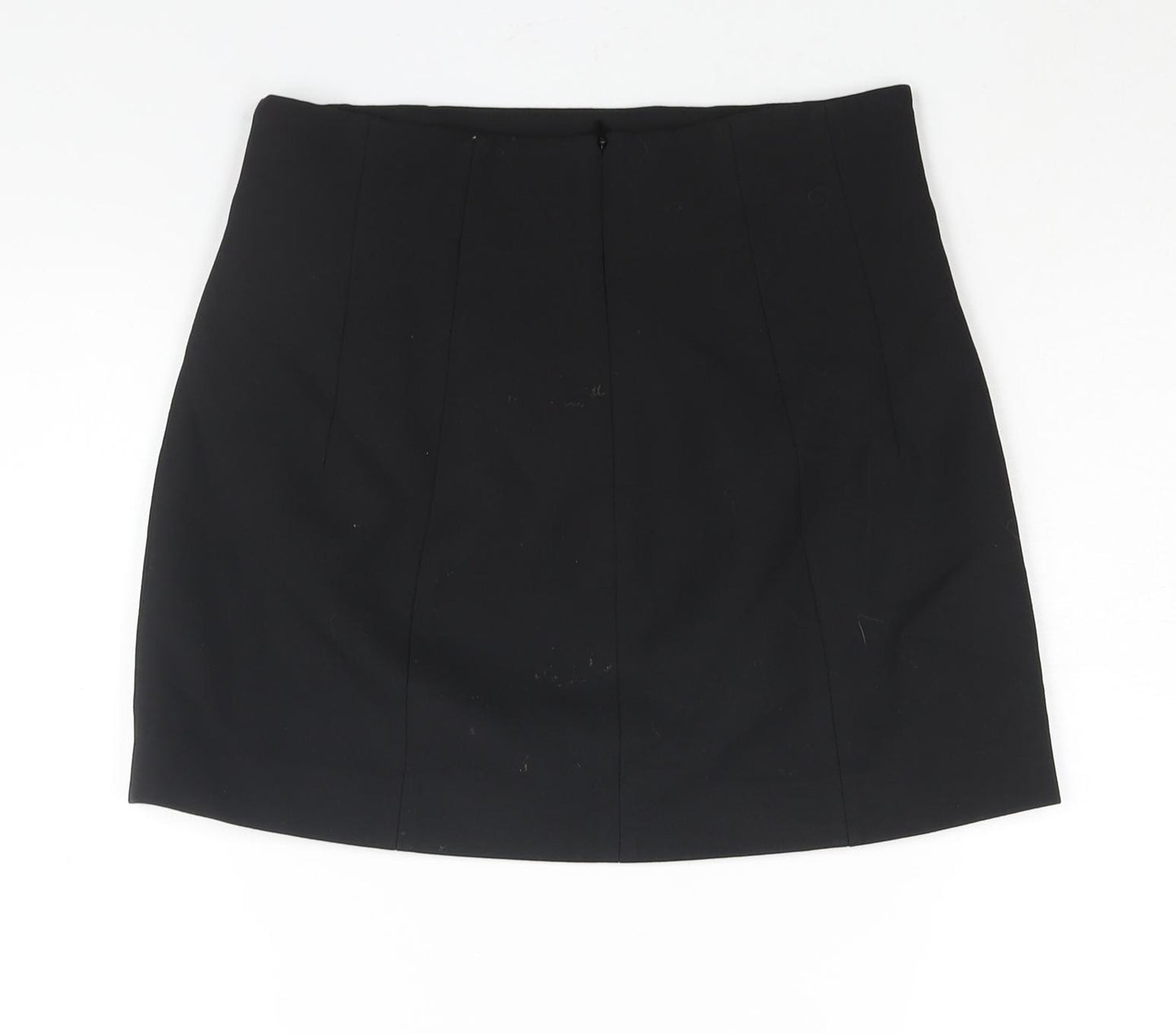 Zara Womens Black Polyester Mini Skirt Size S Zip