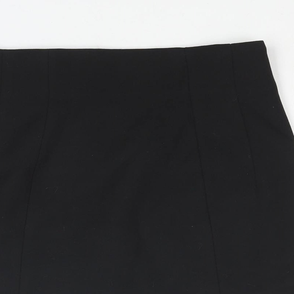 Zara Womens Black Polyester Mini Skirt Size S Zip