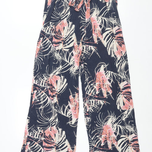 NEXT Womens Multicoloured Geometric Viscose Trousers Size 8 L30 in Regular - Belted