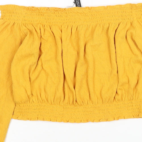 Divided by H&M Womens Yellow Polyester Cropped Blouse Size M One Shoulder