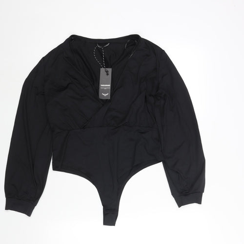 Threadbare Womens Black Polyamide Bodysuit One-Piece Size 14 Snap