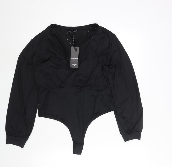 Threadbare Womens Black Polyamide Bodysuit One-Piece Size 14 Snap