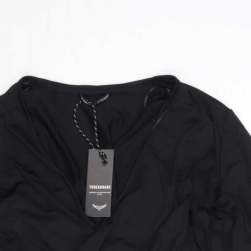 Threadbare Womens Black Polyamide Bodysuit One-Piece Size 14 Snap