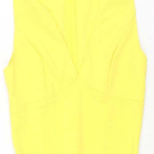 AX Paris Womens Yellow Polyester Shift Size 10 V-Neck Zip - Frill