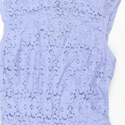 Oasis Womens Blue Cotton A-Line Size 10 Round Neck Zip