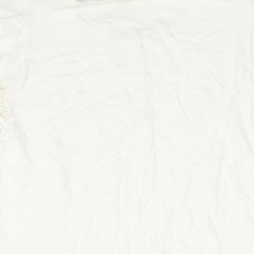 Marks and Spencer Womens White Cotton Basic Blouse Size 20 Round Neck - Frill Sleeve