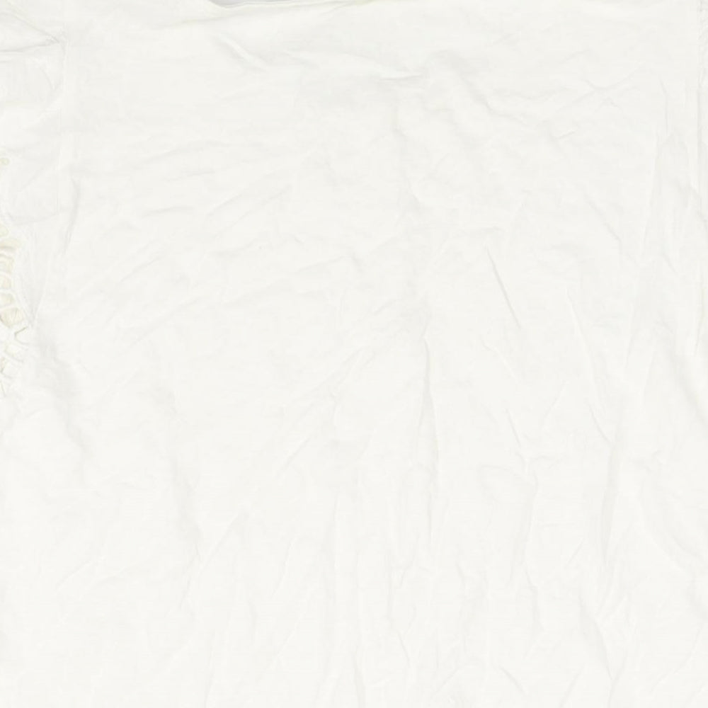 Marks and Spencer Womens White Cotton Basic Blouse Size 20 Round Neck - Frill Sleeve