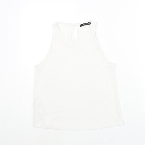 Mango Womens White Polyester Camisole Blouse Size S Round Neck