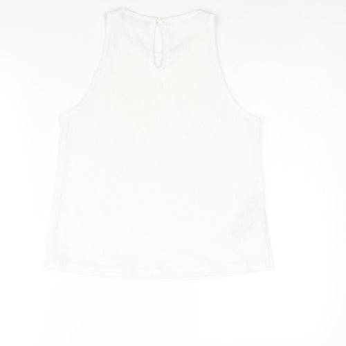 Mango Womens White Polyester Camisole Blouse Size S Round Neck