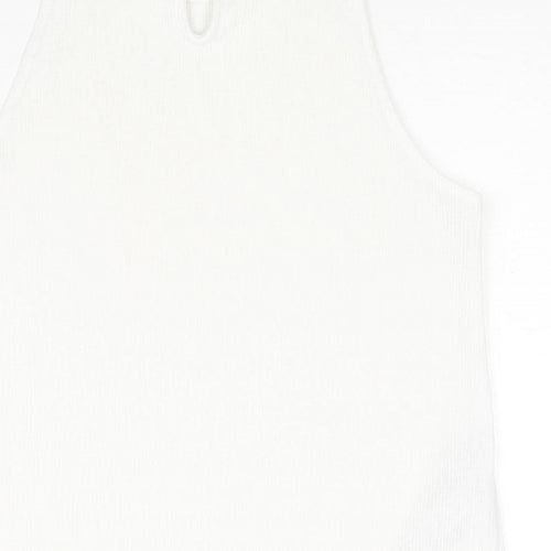 Mango Womens White Polyester Camisole Blouse Size S Round Neck