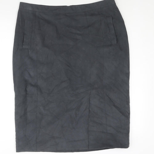 Laura Ashley Womens Grey Polyester Straight & Pencil Skirt Size 16 Zip - Vented