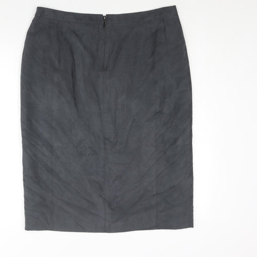 Laura Ashley Womens Grey Polyester Straight & Pencil Skirt Size 16 Zip - Vented