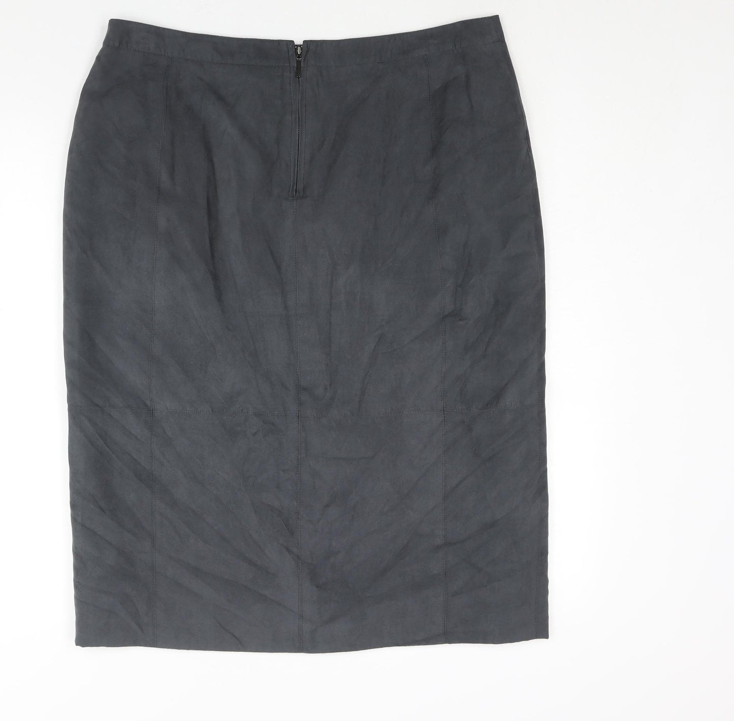 Laura Ashley Womens Grey Polyester Straight & Pencil Skirt Size 16 Zip - Vented
