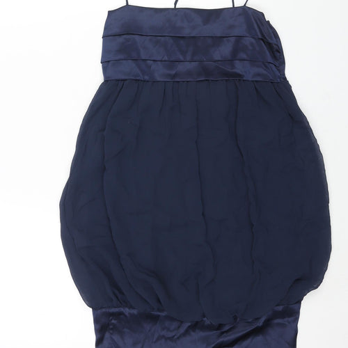 Zara Womens Blue Polyester Mini Size L Square Neck Pullover