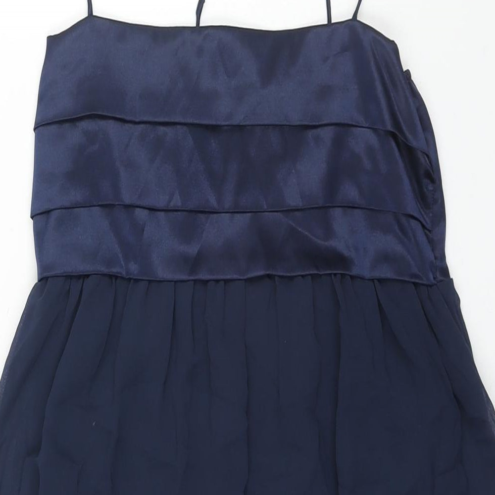 Zara Womens Blue Polyester Mini Size L Square Neck Pullover