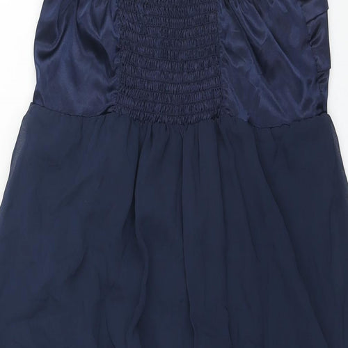 Zara Womens Blue Polyester Mini Size L Square Neck Pullover