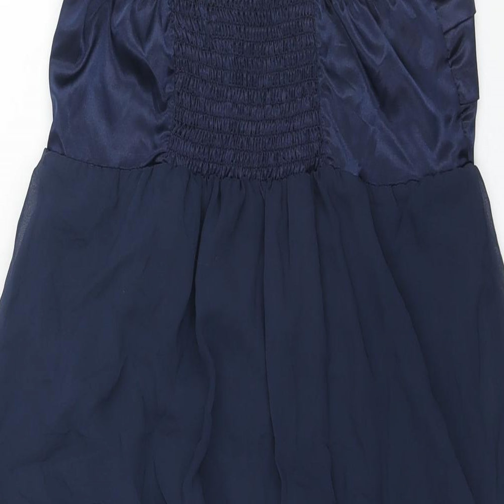 Zara Womens Blue Polyester Mini Size L Square Neck Pullover