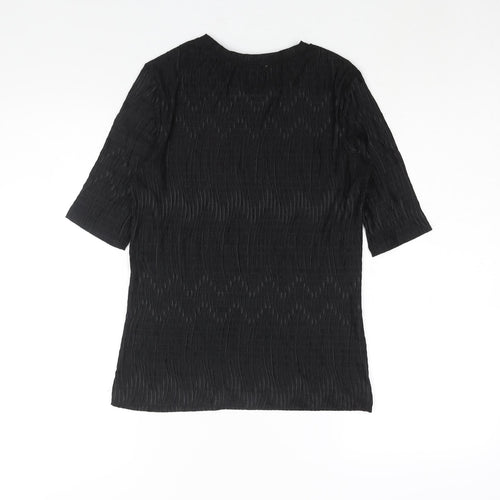 Zara Womens Black Polyester Basic Blouse Size M Round Neck - Textured