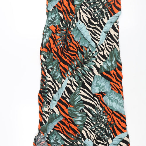 Dorothy Perkins Womens Multicoloured Geometric Viscose Maxi Size 10 Round Neck Tie - Side Slits