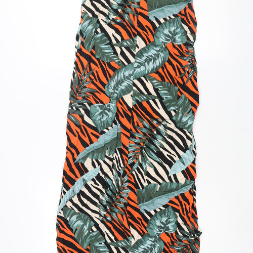 Dorothy Perkins Womens Multicoloured Geometric Viscose Maxi Size 10 Round Neck Tie - Side Slits