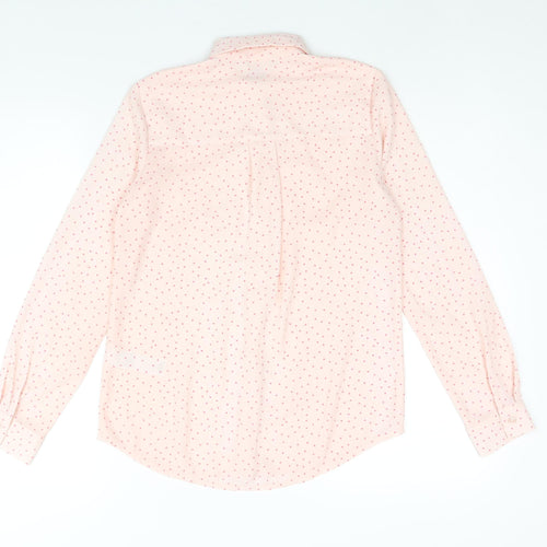 New Look Womens Pink Polka Dot Polyester Basic Blouse Size 6 Collared