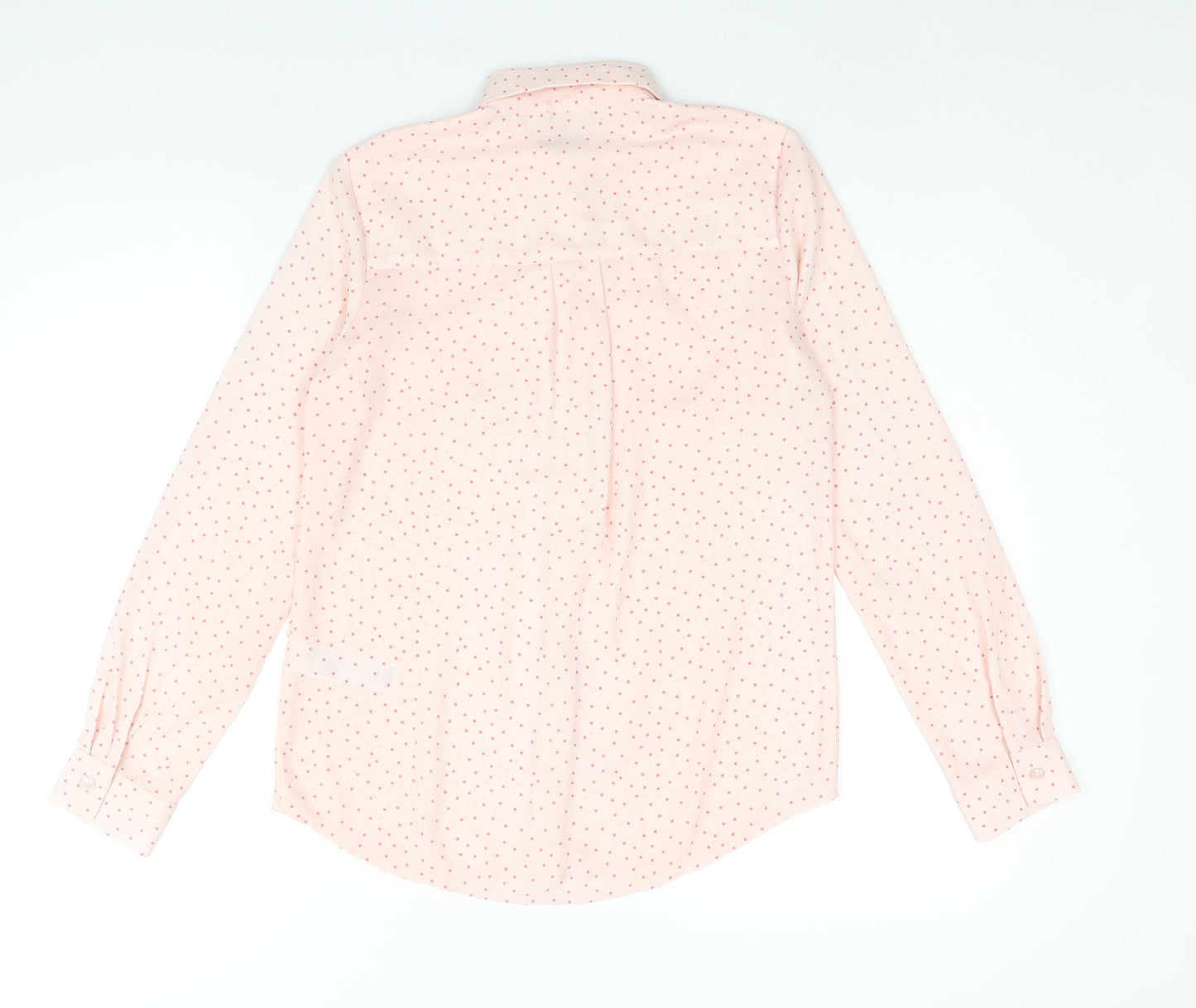 New Look Womens Pink Polka Dot Polyester Basic Blouse Size 6 Collared