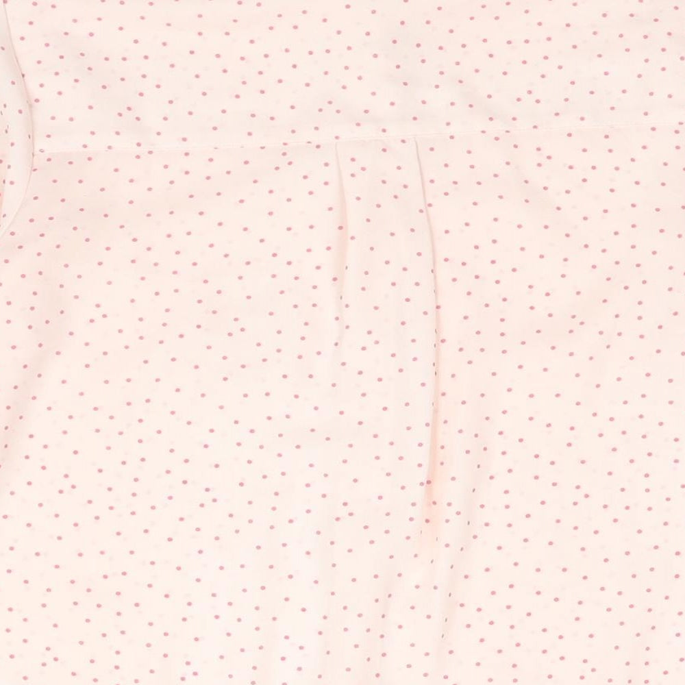 New Look Womens Pink Polka Dot Polyester Basic Blouse Size 6 Collared