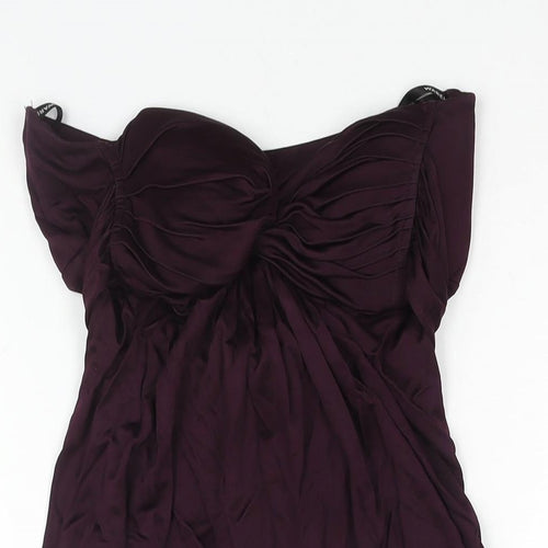 Warehouse Womens Purple Viscose Mini Size 12 Sweetheart Pullover - Tie Detail