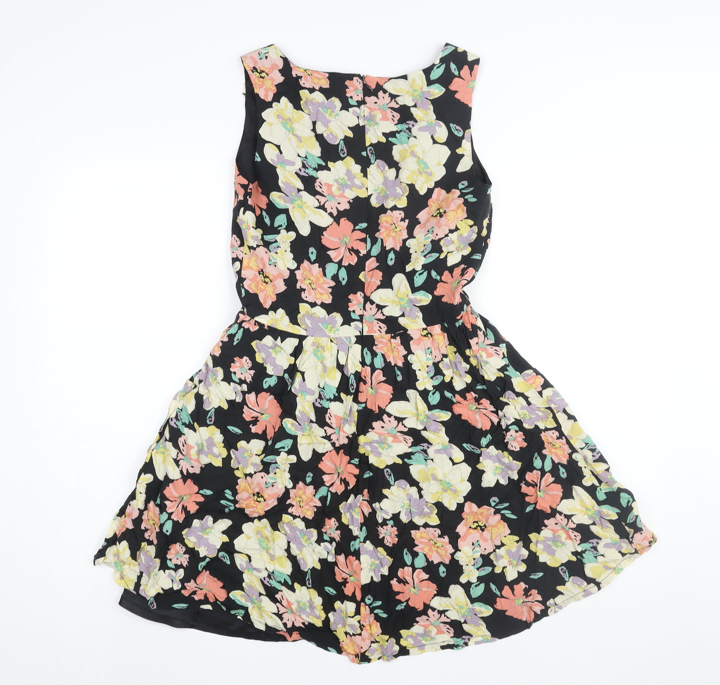 Louche Womens Multicoloured Floral Polyester A-Line Size 8 V-Neck Zip