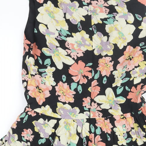 Louche Womens Multicoloured Floral Polyester A-Line Size 8 V-Neck Zip