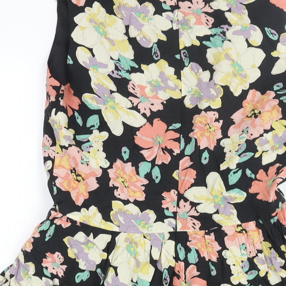 Louche Womens Multicoloured Floral Polyester A-Line Size 8 V-Neck Zip