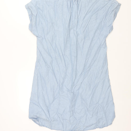 H&M Womens Blue Lyocell Shift Size 10 V-Neck Pullover