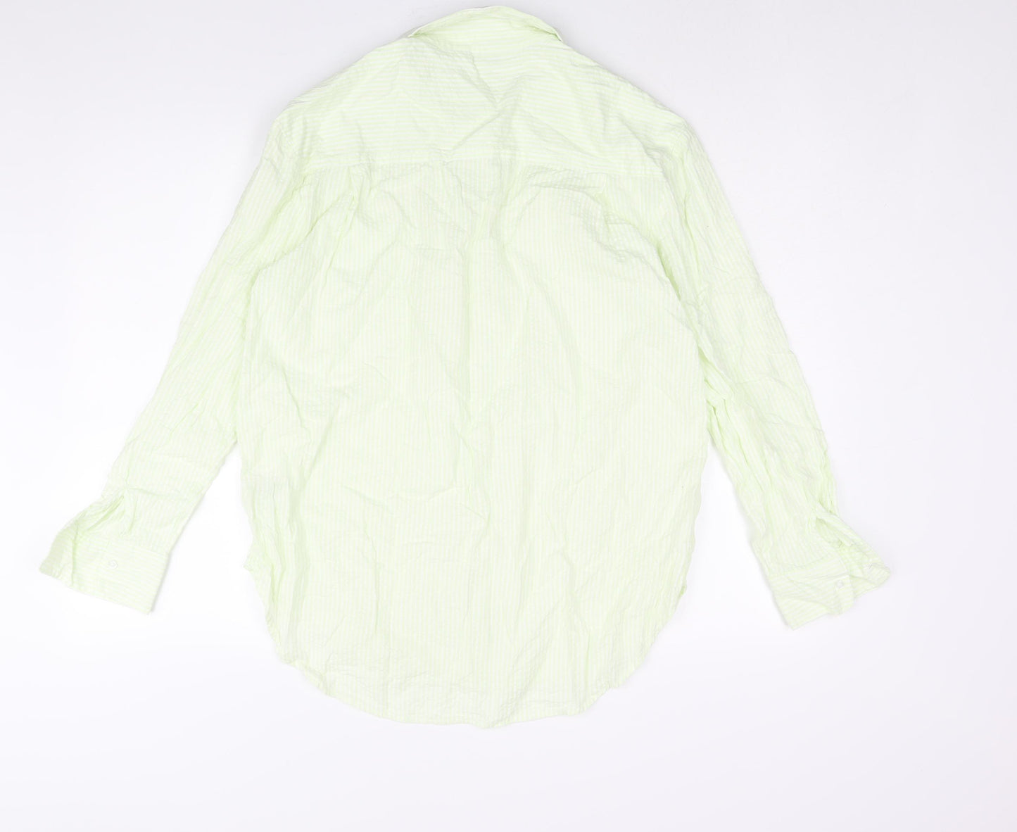 NEXT Womens Green Striped Cotton Basic Button-Up Size 10 Collared