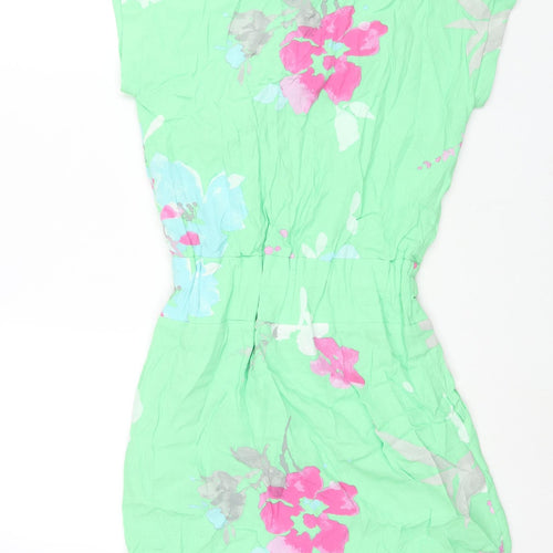 Joules Womens Green Floral Viscose Shift Size 8 V-Neck Pullover
