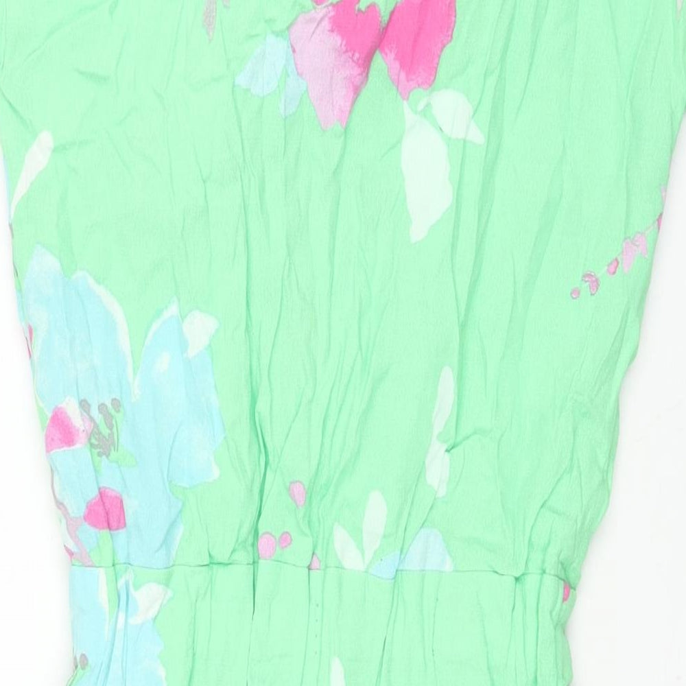 Joules Womens Green Floral Viscose Shift Size 8 V-Neck Pullover