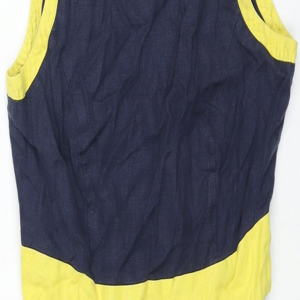 John Lewis Womens Multicoloured Colourblock Linen Shift Size 10 Round Neck Zip