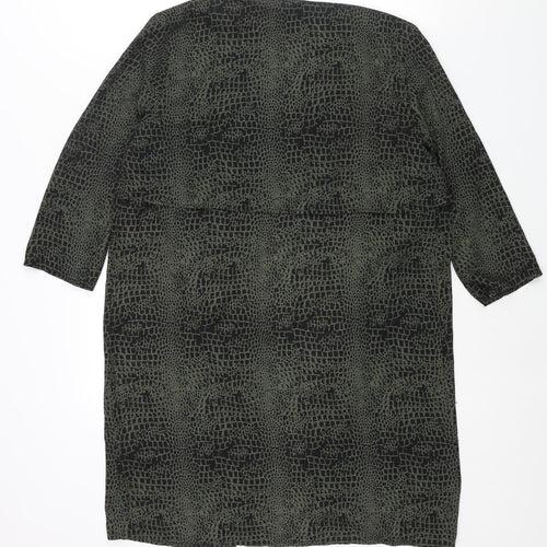 Divided by H&M Womens Green Animal Print Polyester Kimono Blouse Size 10 V-Neck - Waterfall Front Crocodile Print