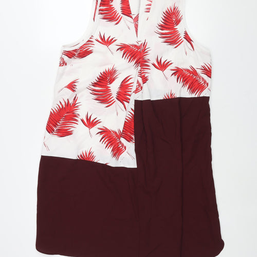 NEXT Womens Multicoloured Colourblock Polyester Shift Size 14 V-Neck Pullover - Leaf Print