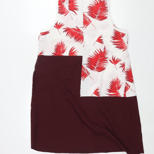 NEXT Womens Multicoloured Colourblock Polyester Shift Size 14 V-Neck Pullover - Leaf Print
