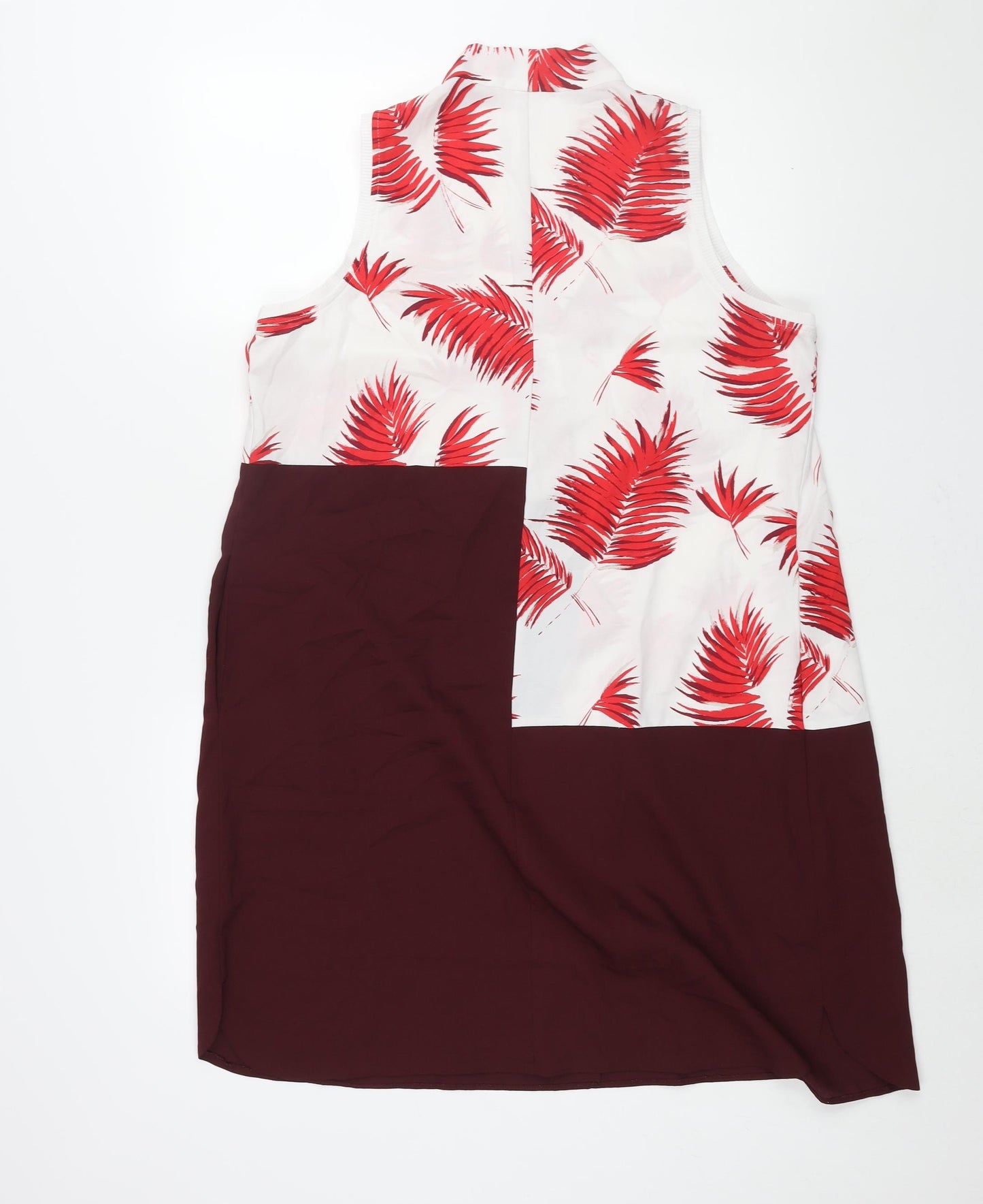 NEXT Womens Multicoloured Colourblock Polyester Shift Size 14 V-Neck Pullover - Leaf Print