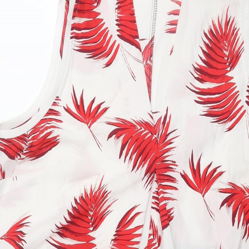 NEXT Womens Multicoloured Colourblock Polyester Shift Size 14 V-Neck Pullover - Leaf Print