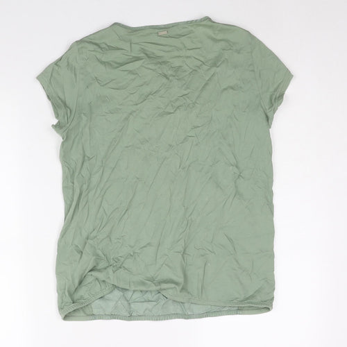 Sandwich Womens Green Lyocell Basic Blouse Size 10 Round Neck - Embroidered Detail
