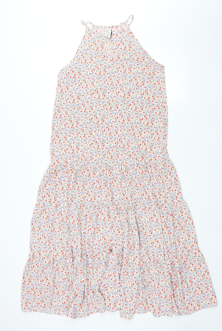 Mango Womens Multicoloured Geometric Polyester Maxi Size S Round Neck Hook & Eye - Smocked Floral Print