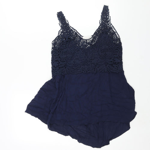 Apricot Womens Blue Viscose Camisole Blouse Size 10 Scoop Neck - Lace Detail
