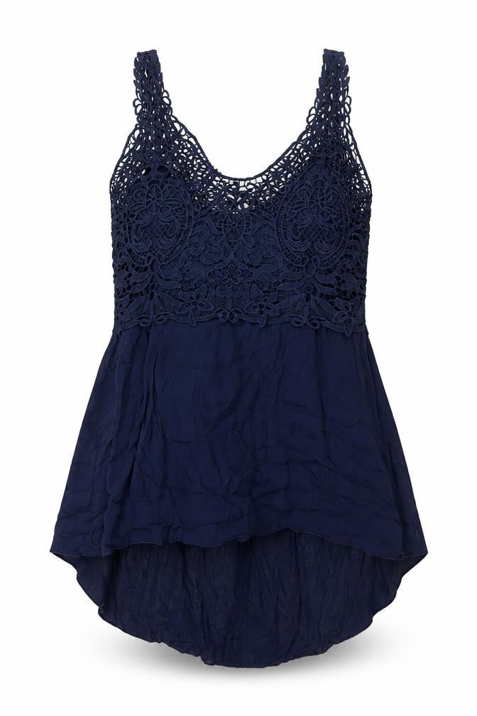 Apricot Womens Blue Viscose Camisole Blouse Size 10 Scoop Neck - Lace Detail