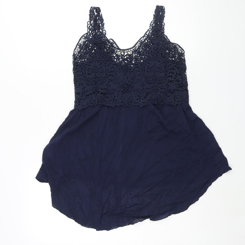 Apricot Womens Blue Viscose Camisole Blouse Size 10 Scoop Neck - Lace Detail