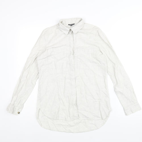 Warehouse Womens Green Polyester Basic Button-Up Size 8 Collared